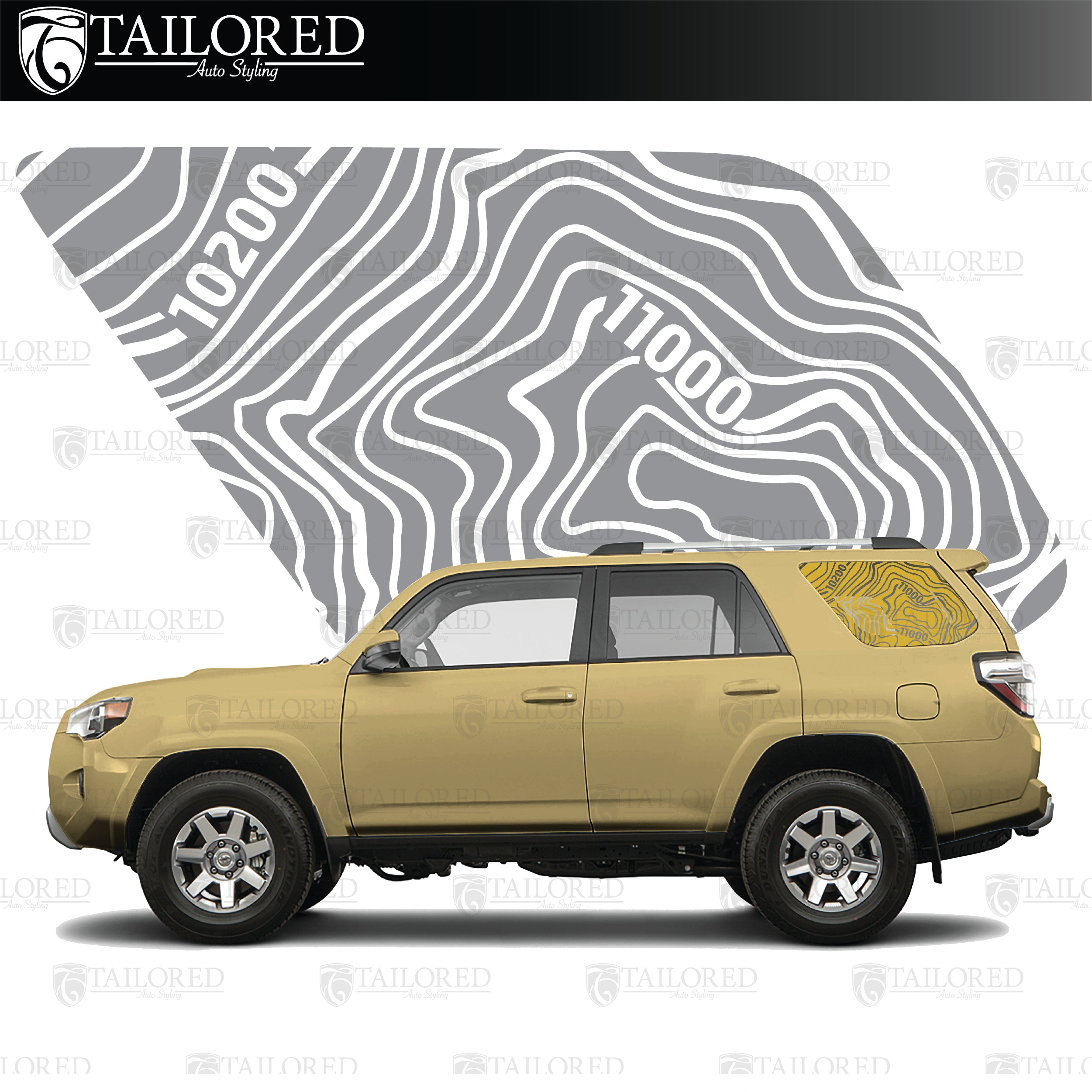 2013-2020 Toyota 4Runner Mt. Hood Topo Rear Quarter Window Graphic