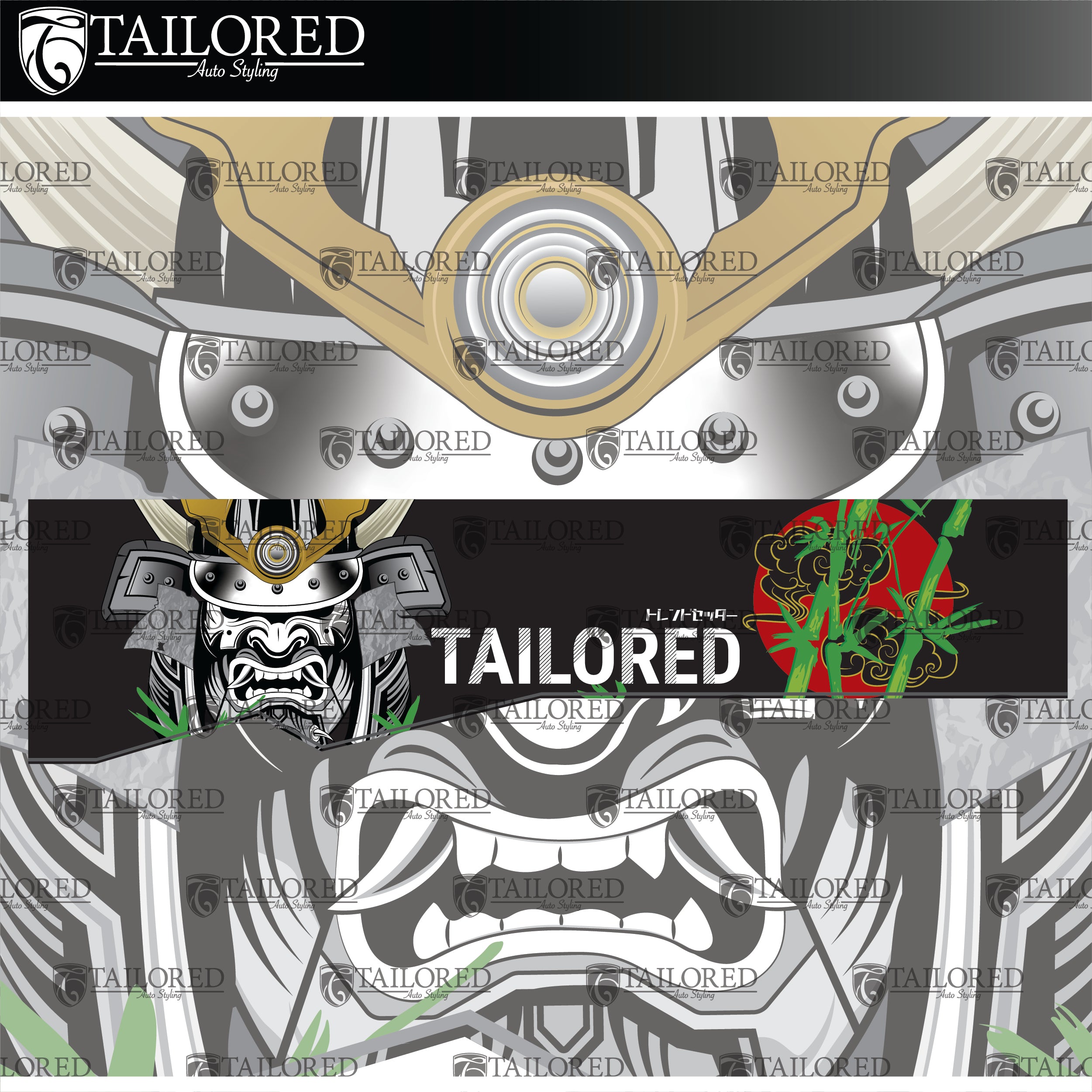 Black Tailored Bamboo V.2 Window Banner + Sticker Pack - Universal Fit