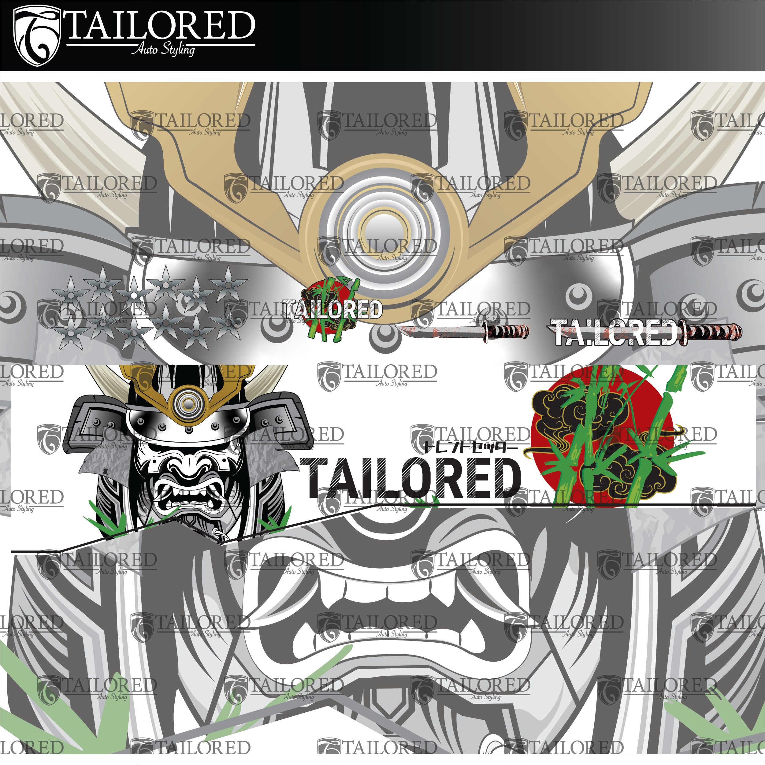 White Tailored Bamboo V.2 Window Banner + Sticker Pack - Universal Fit