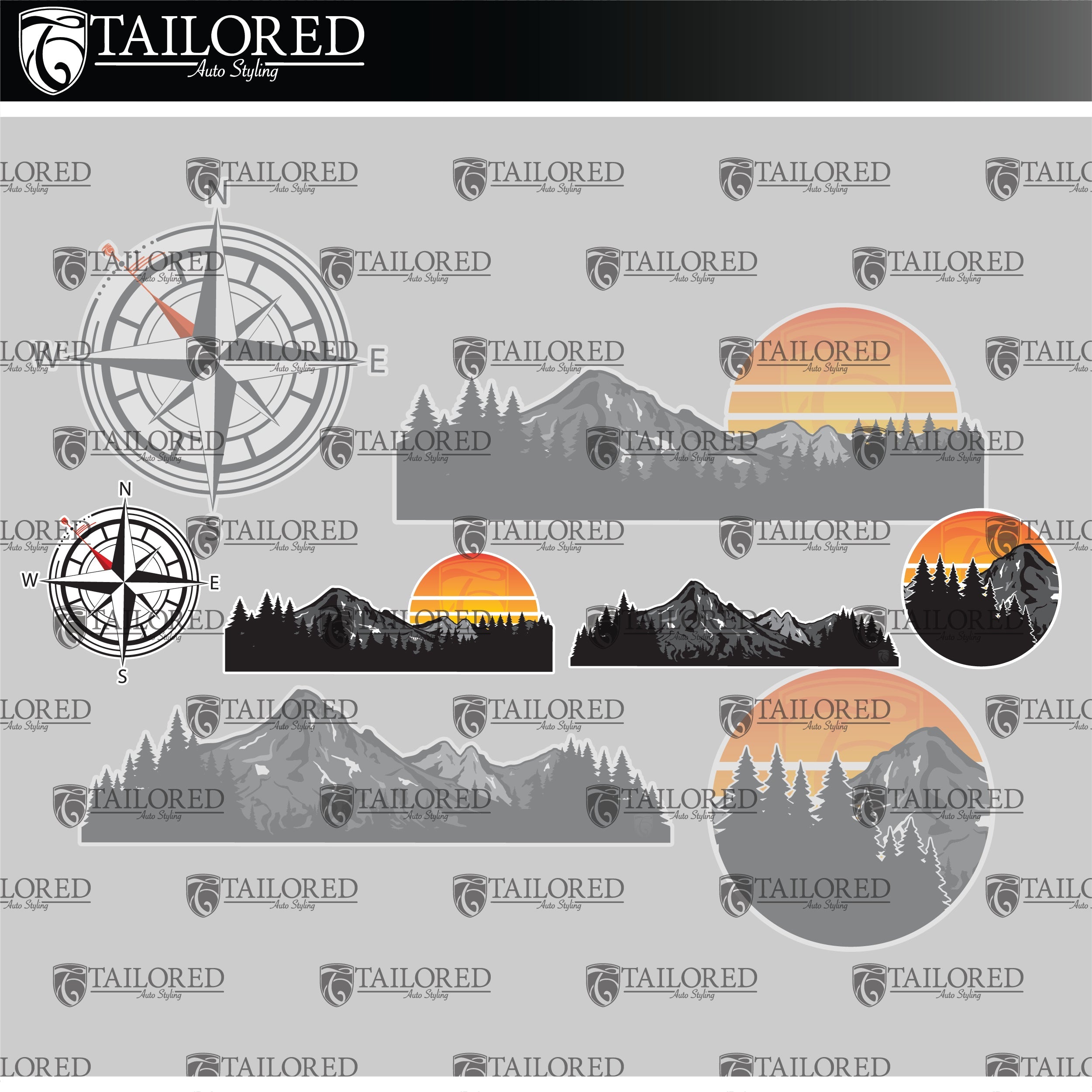 Universal Mountain Window Banner + Sticker Pack