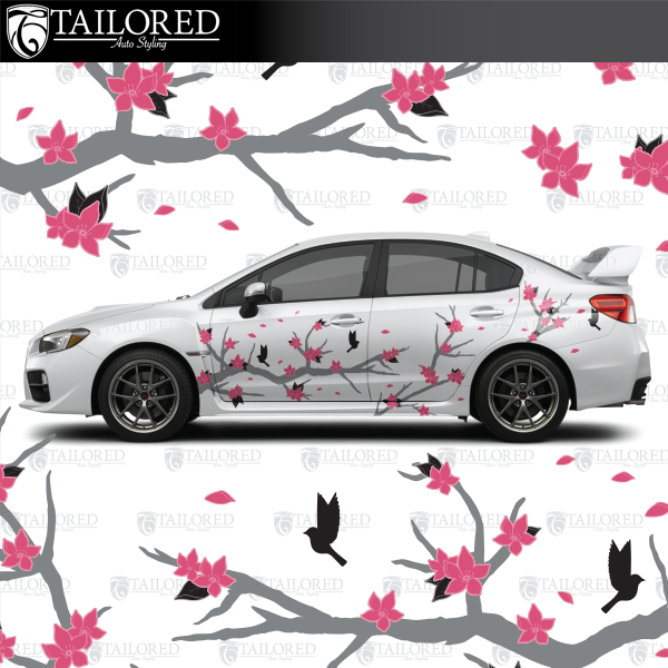 Universal Vehicle Graphic DIY Cherry Blossom Vinyl Wrap Kit