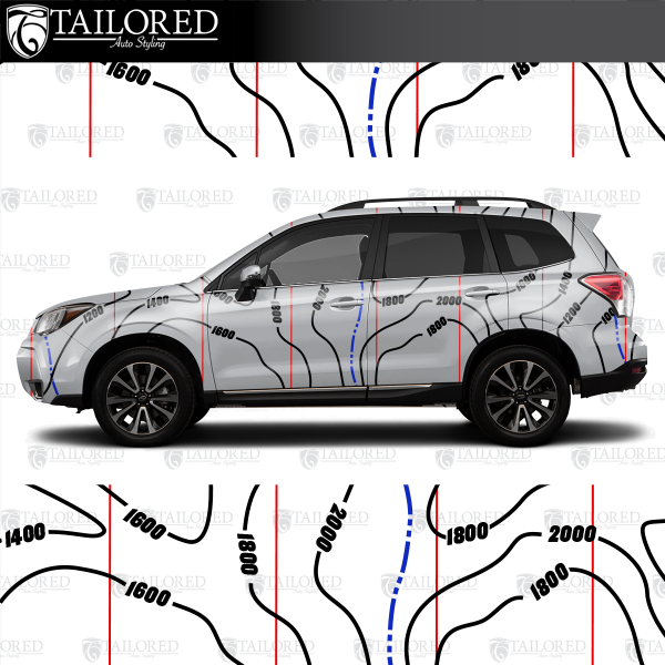 Vinyl wrap topographic diy livery universal vehicle graphic kit