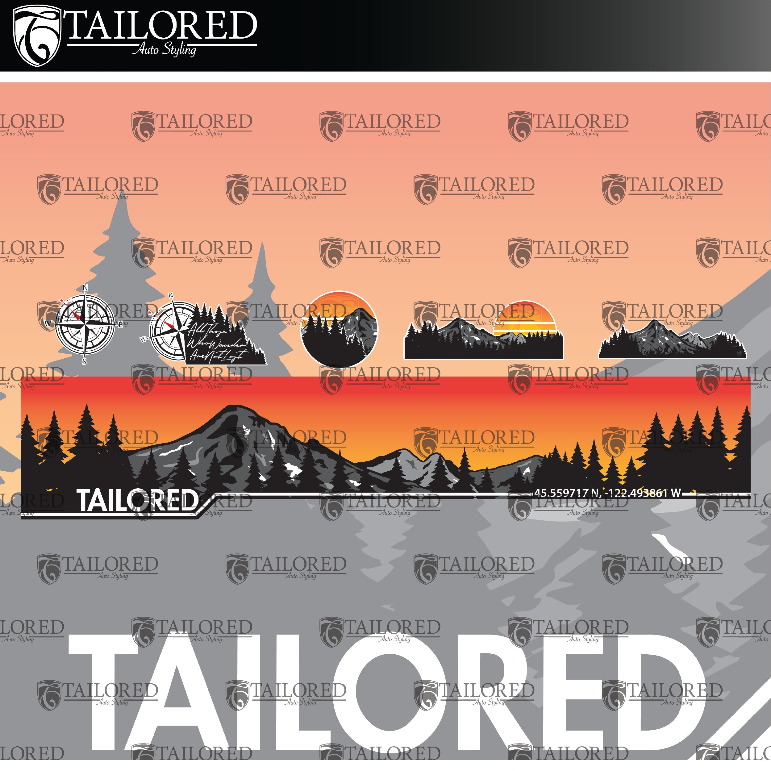 Universal Mountain Window Banner + Sticker Pack