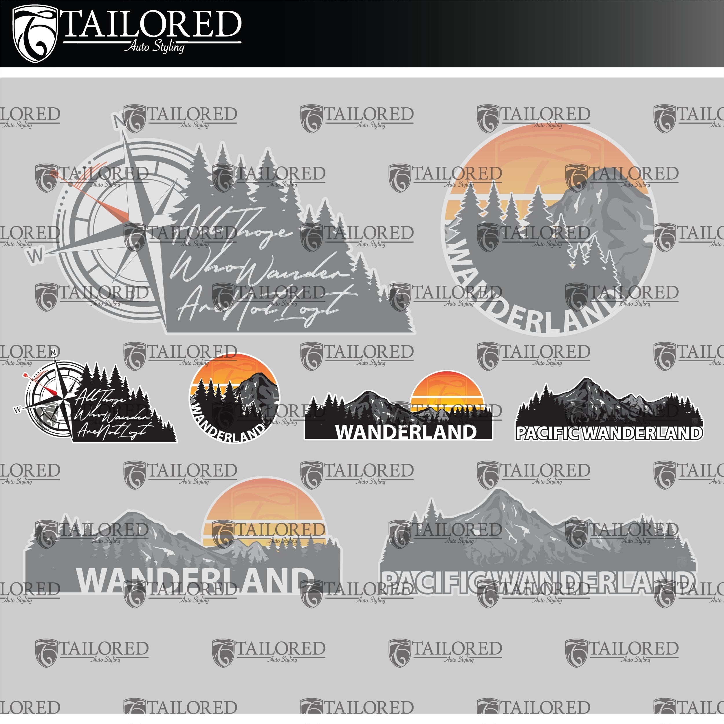 Universal Mountain Window Banner + Sticker Pack